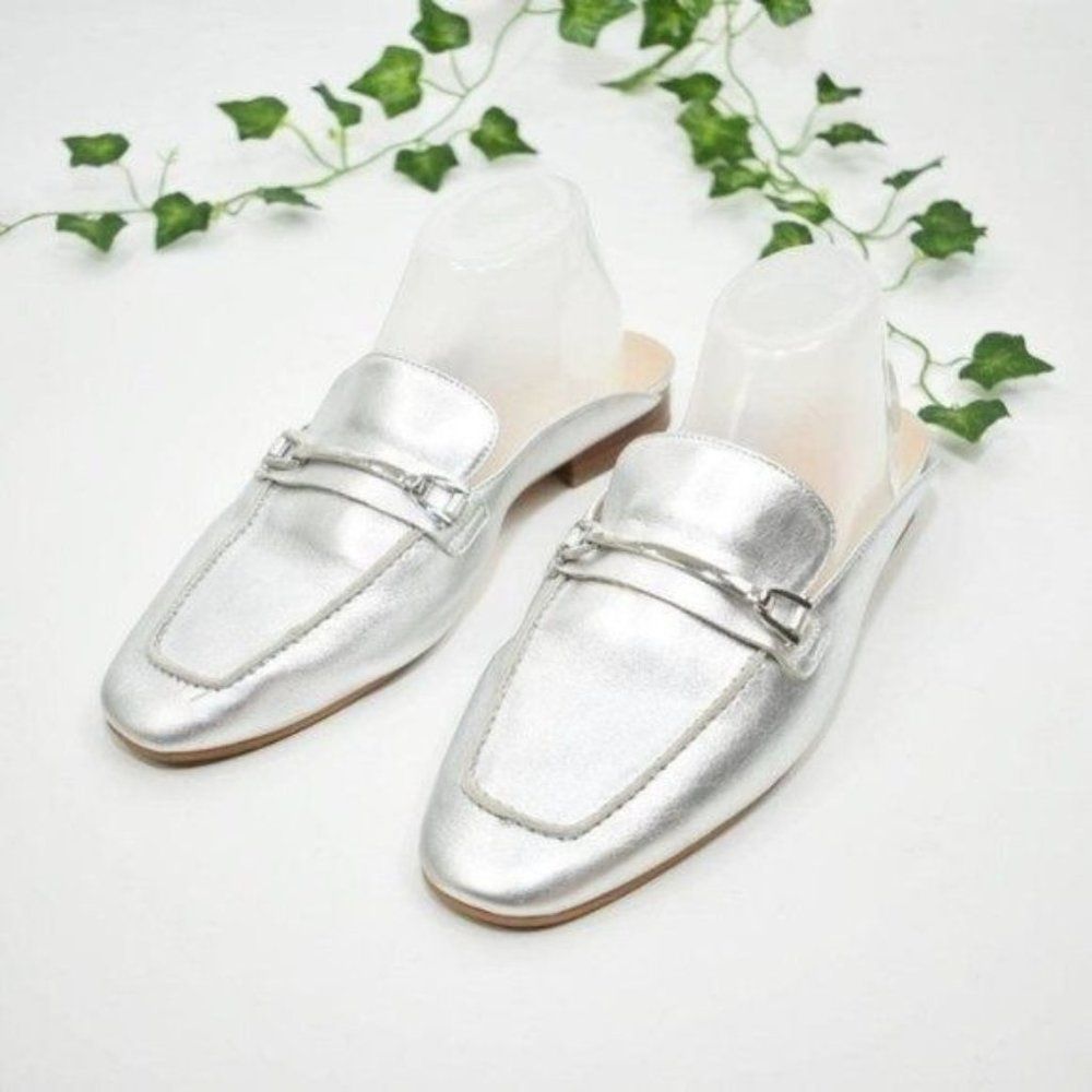 BP. Nordstrom silver flat square toe slip on shoes